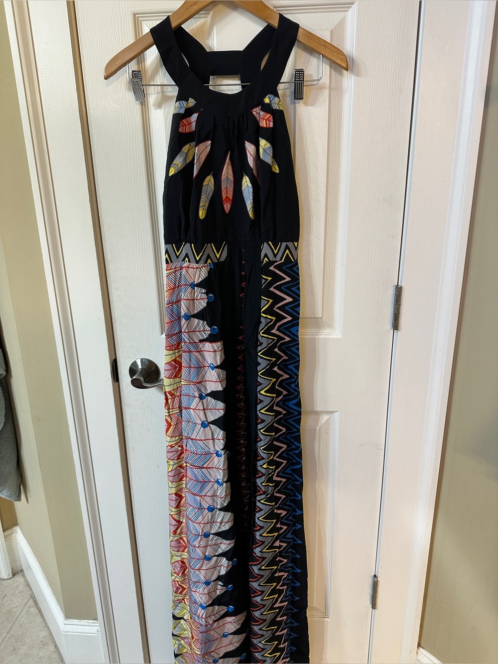 Tibi New York Maxi Dress Geometric Native Aztec Open Back Size 4